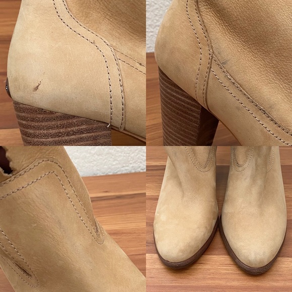 UGG “Thames” Nude Suede Leather Ankle Heeled Boots in Wet Sand Color Size 6 - Picture 15 of 16